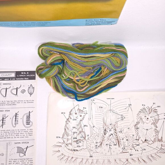 Vintage Columbia Minerva Crewel Kit 7412 Friends Picture Erica Wilson 14x11 USA - Picture 3 of 7